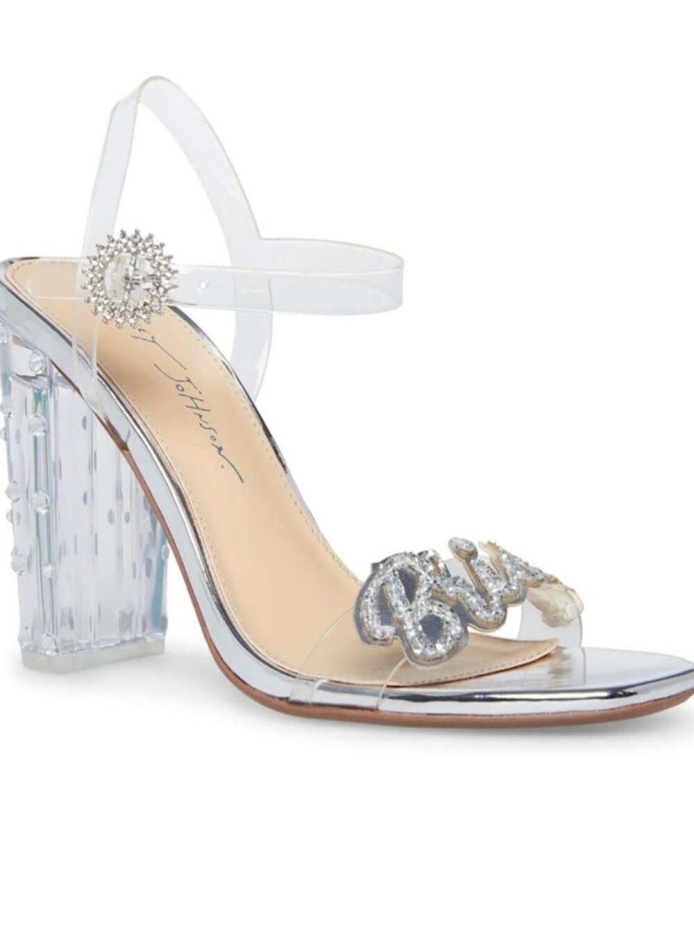 Betsey Johnson BRIDE Barie Heels Size 10 Wedding Sandal Lucite Bridal Shoes NEW